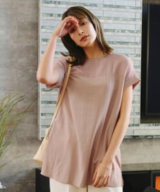 Tiaclasse L 【洗える】シアーコンビチュニックブラウス