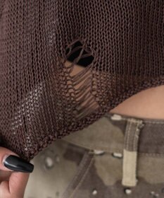 WEGO ダメージメッシュショートパーカー