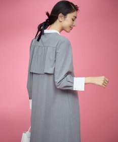 組曲 【KUMIKYOKU NAVY】ウーステッドライククロス シャツワンピース