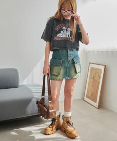 WEGO ヴィンテージウォッシュグラフィックショートT