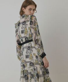 GRACE CONTINENTAL オーナメントフラワープリントワンピース