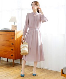 Tiaclasse 【洗える】細リボンギャザーワンピース