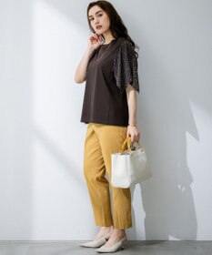 23区 L 【Lサイズ限定/洗える】スカーフプリントコンビ スリーブデザイン カットソー