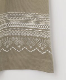 自由区 【洗える】エンブロイダリー チュニック丈カットソー