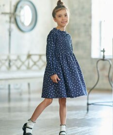 組曲 KIDS 【110-140cm】モノトーン花柄 ワンピース