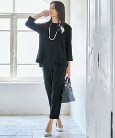 ANY 【ウエストゴム/ストレッチ/セットアップ可】イージィケアストレッチテーパードパンツ