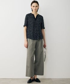 ICB 【先行予約】BackSatinAmunzen 5分袖Vネック配色ブラウス