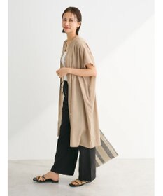 Green Parks インド綿　パイピングバンドカラーシャツチュニック