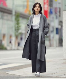 自由区 【リバーシブル】ウールリバー ノーカラーロングコート