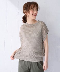 ANY フレンチスリーブメッシュニット
