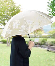 槇田商店 絵おり 百合(ゆり) 折りたたみ傘 クリーム