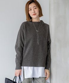 23区 【洗える】ウールカシミヤラメ ドルマンスリーブ ニット グレー系