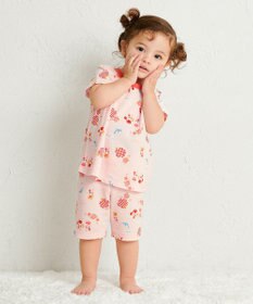 MIKI HOUSE HOT BISCUITS 【80-120cm】 リゾートキャビット 腹巻き付き タック天竺素材 半袖パジャマ