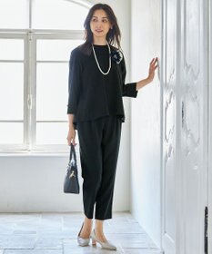 ANY L 【ウエストゴム/ストレッチ/セットアップ可】イージィケアストレッチテーパードパンツ