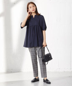 J.PRESS LADIES 【洗える】プレーティング キーネック カットソー