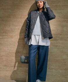 ICB 【洗える】ウールワッシャーツイル ワイドストレートパンツ