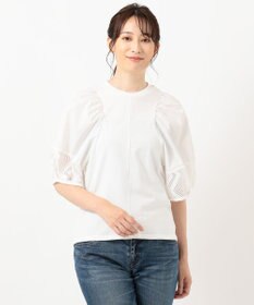 SHARE PARK LADIES 【洗える】ボリュームスリーブフハクコンビカットソー