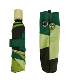 +RING 【限定/日本製】レディース向け パッチワーク プラスリング 折傘55cm GRN SR320