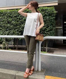 UNFILO 【撥水】レーヨン麻ライト刺繍ブラウス