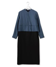 ICB 【洗える】ウールワッシャーツイル シャツドッキング ワンピース