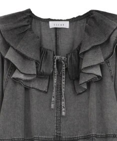 Green Parks ■ESCAR デニムラッフルカラーワンピース