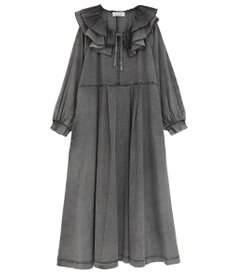 Green Parks ■ESCAR デニムラッフルカラーワンピース