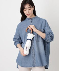 MOONBAT 【WEB限定/遮光率100%/遮熱/UV】POLO RALPH LAUREN（ポロ ラルフローレン）晴雨兼用日傘 ワンポイント ポロベア刺繍 フリル 折りたたみ傘 長折タイプ