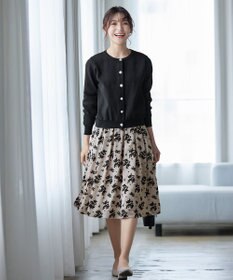 Tiaclasse L 【洗える】中空糸ビジューボタンカーディガン