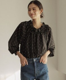 組曲 【Flower Collection】フラワードット ブラウス ブラック系