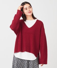 ANY ウールブレンドバルキーニット Vネック