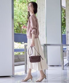 Tiaclasse L 【洗える】中空糸ビジューボタンカーディガン