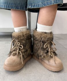 WEGO ボリュームファーレースアップFムートンブーツ