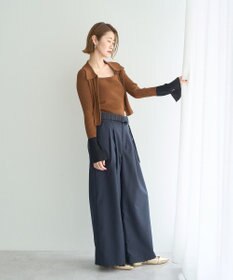 YECCA VECCA ベルト付き2wayタックワイドパンツ