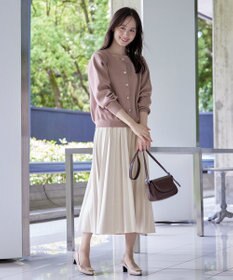 Tiaclasse L 【洗える】中空糸ビジューボタンカーディガン