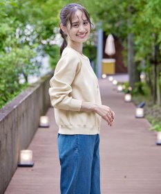 Tiaclasse L 【洗える】中空糸ビジューボタンカーディガン