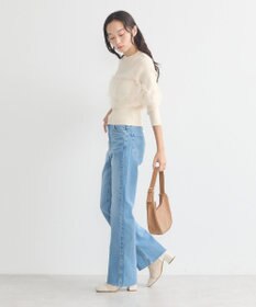 earth music&ecology 胸元チュールドッキングニットプルオーバー