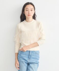 earth music&ecology 胸元チュールドッキングニットプルオーバー