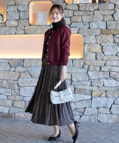 Tiaclasse L 【洗える】中空糸ビジューボタンカーディガン