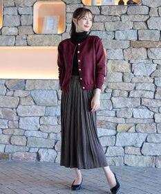 Tiaclasse L 【洗える】中空糸ビジューボタンカーディガン