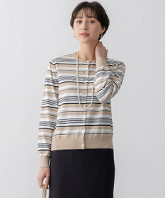 23区 【洗える】プレミアムビオコットン マルチボーダー カーディガン