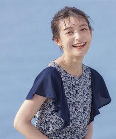 Tiaclasse 【洗える】フレアスリーブ花柄サックワンピース