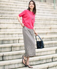 自由区 【SHIHOさん着用・こだわり素材・セットアップ対応】パネルレース スカート カーキ