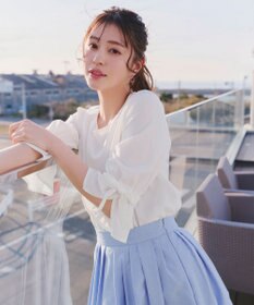 Tiaclasse L 【洗える】リボンスリーブブラウス