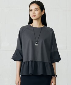 自由区 クリアコットンポンチペプラム カットソー スレート