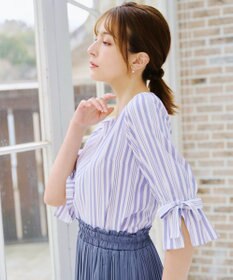 Tiaclasse L 【洗える】リボンスリーブブラウス