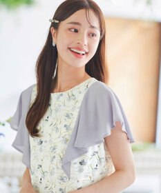 Tiaclasse 【洗える】フレアスリーブ花柄サックワンピース