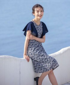 Tiaclasse 【洗える】フレアスリーブ花柄サックワンピース