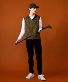 23区GOLF 【MEN】【撥水・ストレッチ】ライトフード ベスト 軽くて蒸れにくい 急な小雨も怖くない