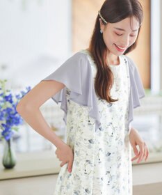 Tiaclasse 【洗える】フレアスリーブ花柄サックワンピース