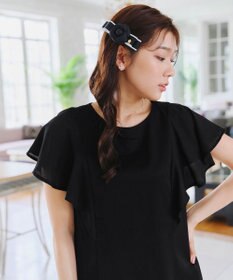 Tiaclasse 【洗える】フレアスリーブ花柄サックワンピース